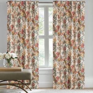 Floral Patterned Curtains, set of 3 (52” W x 96” L)